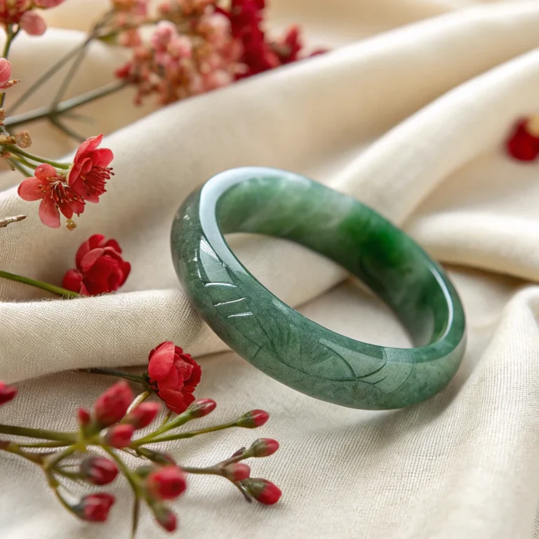 Nephrite Jade Bangle Nephrite jade beaded bracelet with elastic band and polished round beads